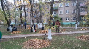 Работы по осенней уборке территорий ведутся в с.п.Новохаритоновское