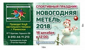 Раменский Клуб настольного тенниса проведет спортивный праздник