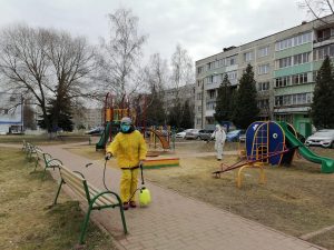3 апреля проведена дезинфекционная обработка детских и спортивных площадок в Раменском городском округе «ТУ Новохаритоновское»