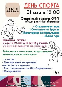 День спорта в поселке Рылеево: открытый турнир и развлекательная программа
